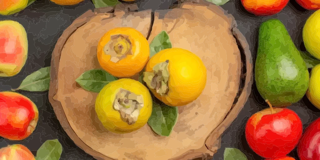 Autumn fruits featuring apples, pears and persimmons